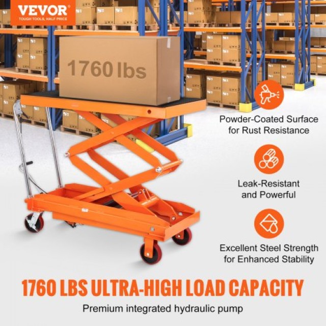 VEVOR Υδραυλικό Τραπέζι Ανύψωσης, 800kg, 150cm Ύψος, Χειροκίνητο Διπλό Ψαλίδι  SJYYSJPTCCS6IH96ZV0