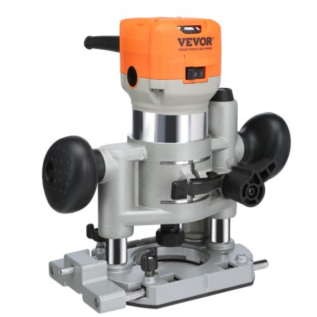 VEVOR Ξυλουργικό Ρούτερ 1.25HP, 800W, με Βάση Βύθισης & Σταθερή, 30000RPM, 6 Ταχύτητες, 1/4 & 5/16 Συλλέκτες, για Ξυλουργική.  YXKXBJ710W65AH7WLV2