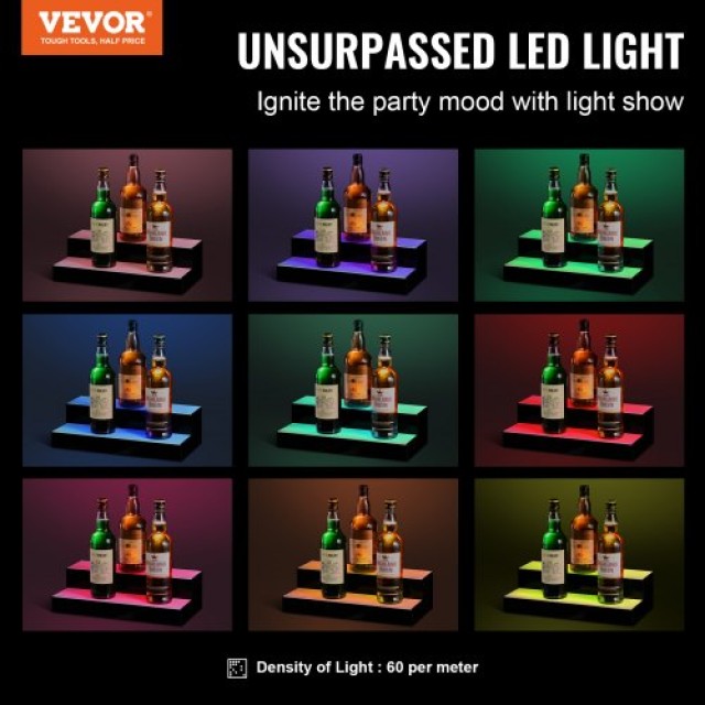 Ράφι Μπουκαλιών LED VEVOR 16 2 Επιπέδων με Έλεγχο RF & Εφαρμογής 405x200x114 mm ZTXLEDJPZSJ2BMG48V2