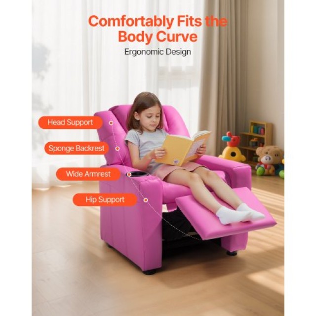 VEVOR Παιδική Ανακλινόμενη Καρέκλα Δερμάτινη με Θήκη Ποτηριού (Ροζ)... VEVOR Παιδική Ανακλινόμενη Καρέκλα Δερμάτινη με Θήκη Ποτηριού (Ροζ)...