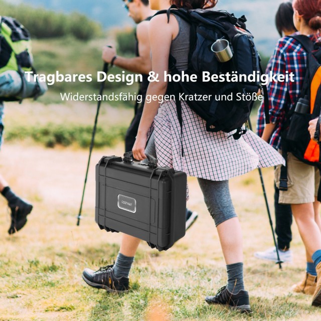 Costway  Πολυχρηστική αδιάβροχη κλειδωμένη θήκη μεταφοράς κάμερας με αφρώδες ένθετο, Μαύρη 40 x 30 x 15 εκ. TA10006