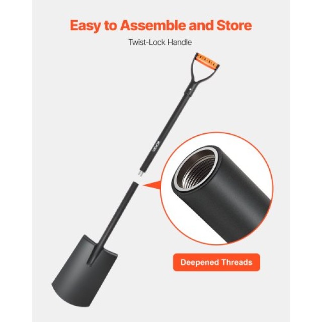 VEVOR Ανθεκτικό Μεταλλικό Τετράγωνο Φτυάρι 122 cm με Λεπίδα Ατσάλιο...