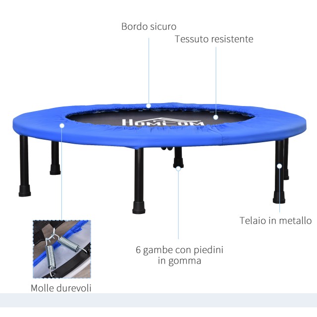 HOMCOM Elastic Trampoline for Jumping Fitness και Home Workout με ελατήρια και ατσάλινη κατασκευή - Μαύρο / Μπλε A00-007V02