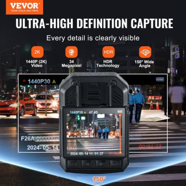 Κάμερα Σώματος VEVOR 1440P 64G με Νυχτερινή Όραση  JYZFJLY1440PXE06BV2