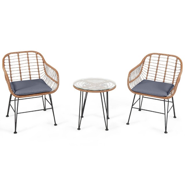 Costway  Σετ Έπιπλα Βεράντας Rattan 3 Τεμαχίων με Τραπέζι και Καρέκλες OP70837GR
