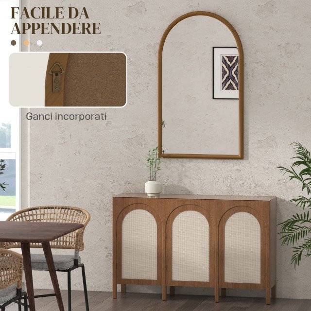 HOMCOM Καθρέφτης Τοίχου με Καμάρα 110x65cm με Ξύλινο Πλαίσιο για Δωμάτιο και Είσοδο Σκούρο Καφέ 830-861V80DR