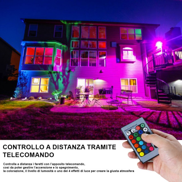 BAKAJI Φωτιστικό Faro LED RGB 30W Εξωτερικού Χώρου Slim IP65 με Τηλεχειριστήριο 02837943