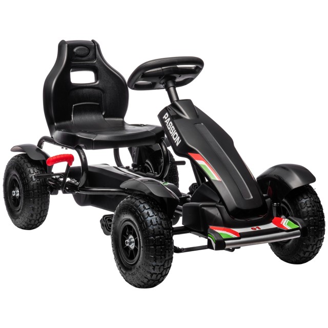 HOMCOM Παιδικό Ποδήλατο Go Kart για Ηλικίες 5-12 Ετών από PP και Μέταλλο σε Μαύρο με Ρυθμιζόμενο Κάθισμα και Χειρόφρενο, 121x58x61 εκ. 370-276V00BK
