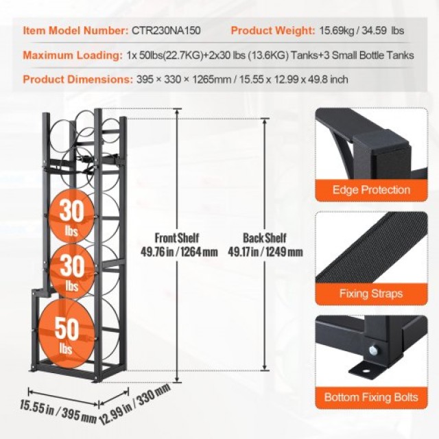 Ράφι Δεξαμενών Ψυκτικού VEVOR για 6 Φιάλες (1x50lb, 2x30lb, 3 Μικρές)  QPCFJ380MM30YZUVTV0