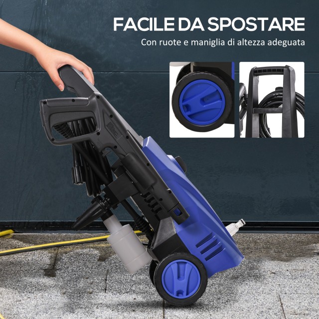 Durhand Πλυστικό Μηχάνημα Υψηλής Πίεσης 1600W με Ρυθμιζόμενο Ακροφύσιο και Σετ Καθαρισμού, 35x28x65 εκ., Μπλε και Μαύρο 845-865V90BU
