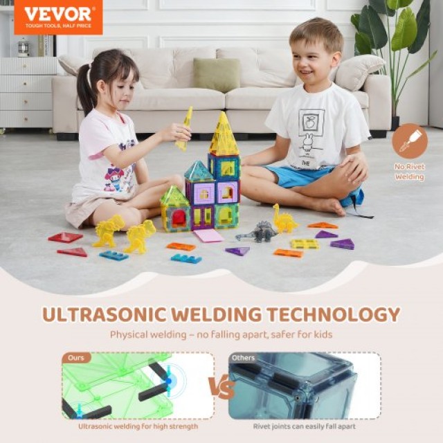 VEVOR  Μαγνητικά Πλακίδια Κατασκευής 56 Τεμ 3D Σετ για Παιδιά DWKCLPJMTZ56SUUVEV0