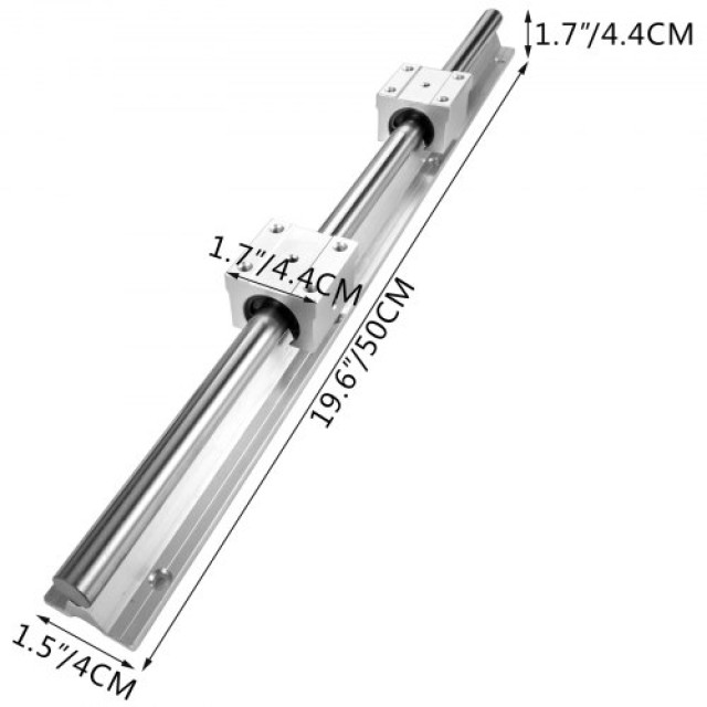 VEVOR  Σετ Γραμμικών Οδηγών SBR16 500mm με Ρουλεμάν για CNC Μηχανές ZXDGSBR16-500MM01V0
