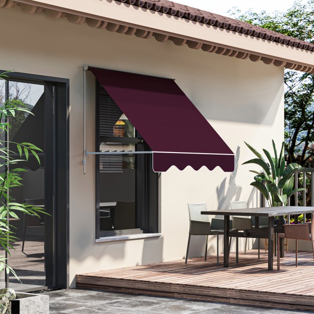Outsunny drop-down τέντα με ρολό και ρυθμιζόμενη γωνία 0-120°, 180×70 cm, κόκκινο 01-0152