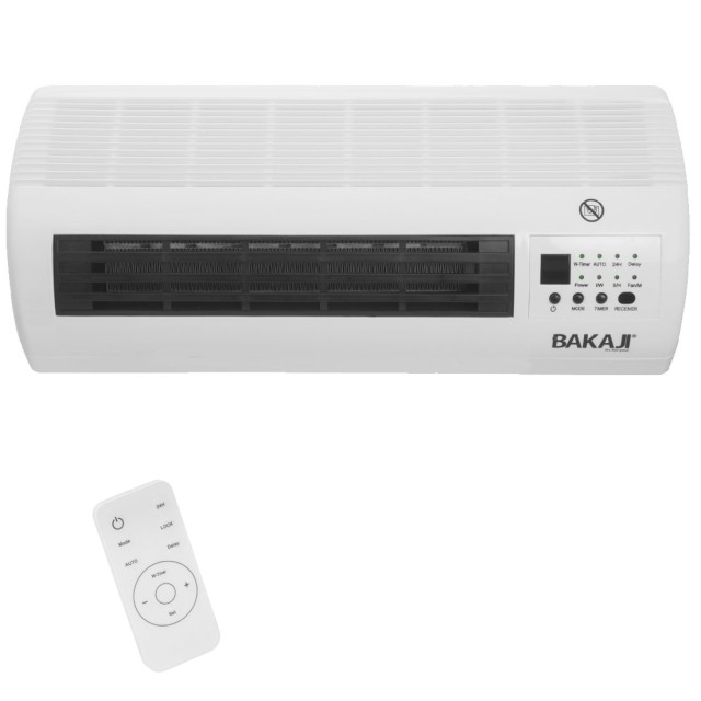 BAKAJI Ηλεκτρική Κεραμική Θερμάστρα Τοίχου 2000W με Χρονοδιακόπτη 2...