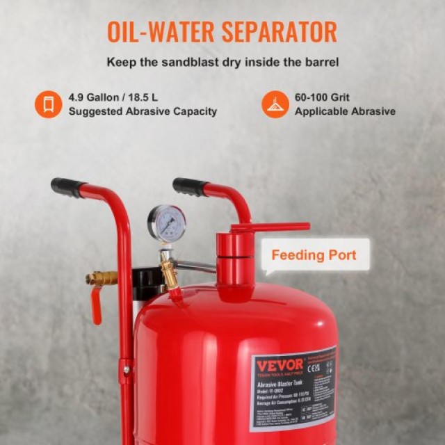 VEVOR Αμμοβολή 38L με Βαλβίδα & Ρόδες  40LPSJ00000000001V0