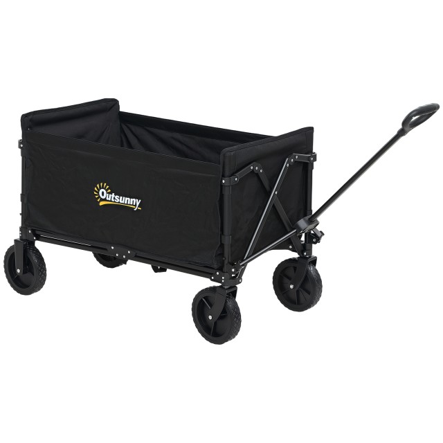 Outsunny Καρότσι Κήπου 120L Πτυσσόμενο με Ανοιγόμενο Πάνελ, από Ατσάλι και Πολυεστέρα, 90x48x62 cm, Μαύρο 84H-329V00BK