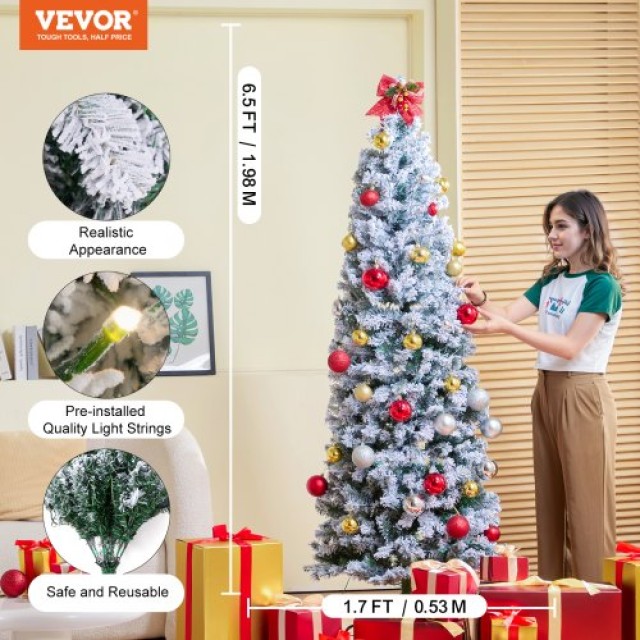 VEVOR  Χριστουγεννιάτικο Δέντρο 6.5ft Προφωτισμένο με 250 LED 814 Κ...