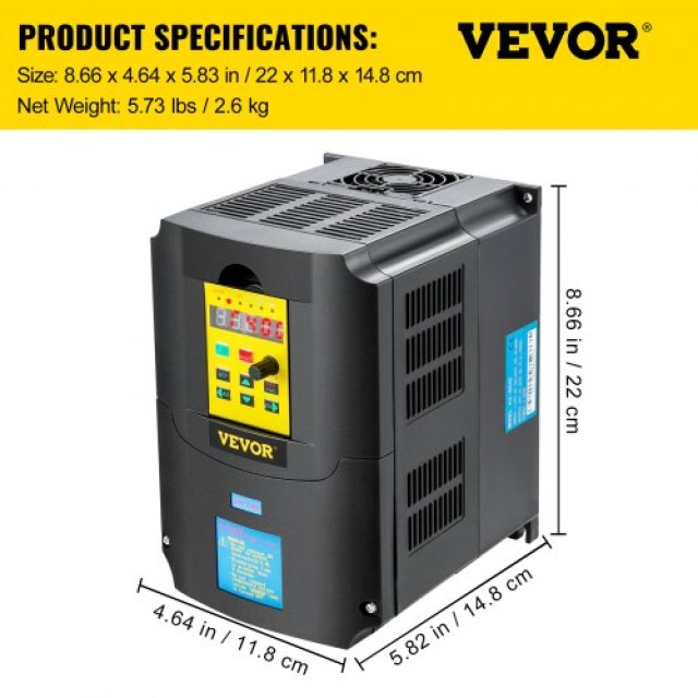 VEVOR Μετατροπέας Συχνότητας 4KW, 220V, 5.5HP για Έλεγχο Ταχύτητας Κινητήρα  BPQDXN4KW220V8MZPV7