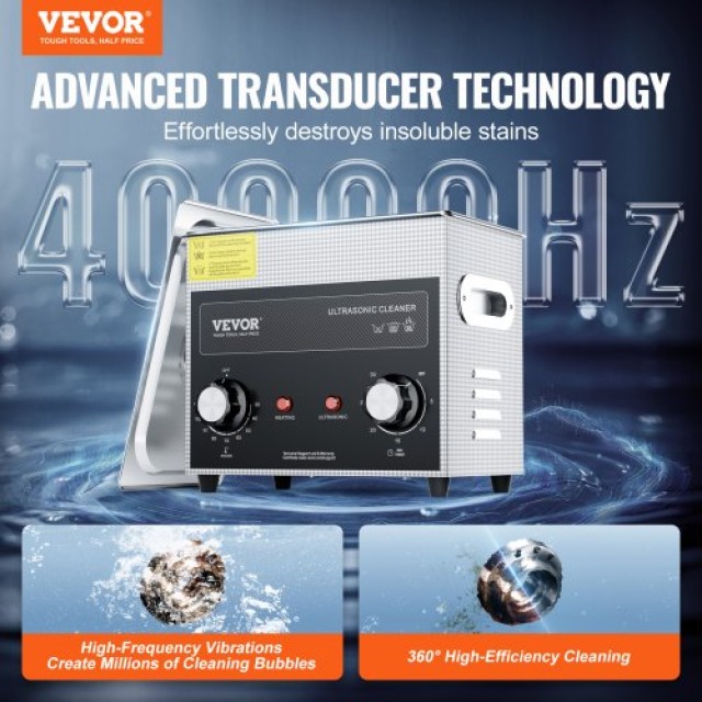 VEVOR  Υπερηχητικός Καθαριστής 3L με Θερμαντήρα, Χρονοδιακόπτη & Κα...