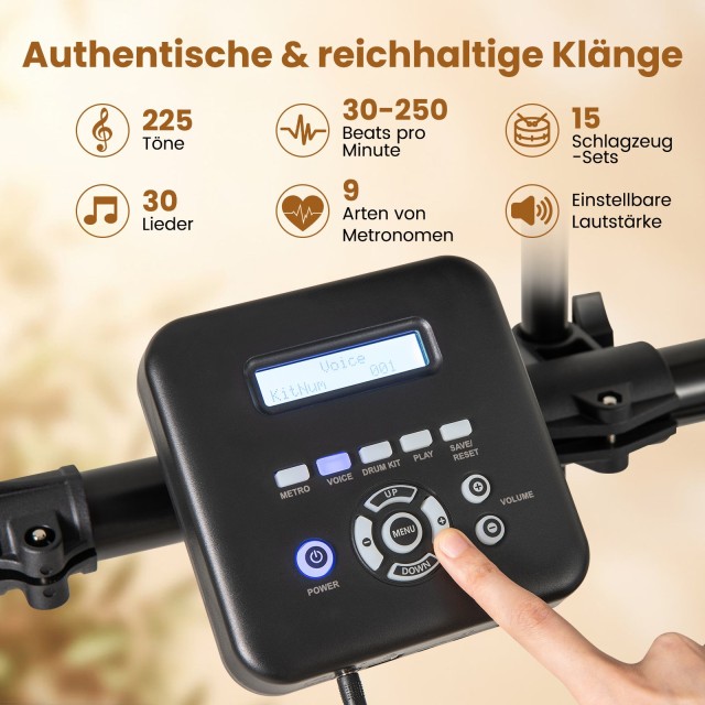 Costway Ηλεκτρονικό Σετ Τυμπάνων 120 x 55 x 121 εκ. - Με 225 Ήχους ...