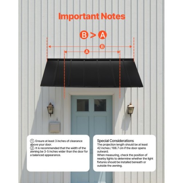 VEVOR Τέντα Πόρτας 80x36 in Εξωτερική Αίθριο Ατσάλινη JSGDSZYP80IN4...