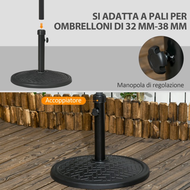 Outsunny Βάση για Ομπρέλα 14kg για Κοντάρια Ø32-38 mm, Μέταλλο και ...