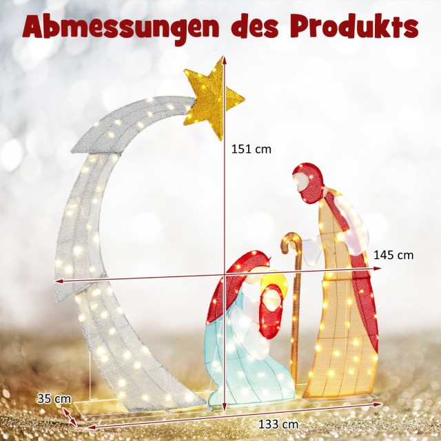 Costway  Χριστουγεννιάτικη φάτνη 151 εκ. με 140 ζεστά λευκά LED φώτ...