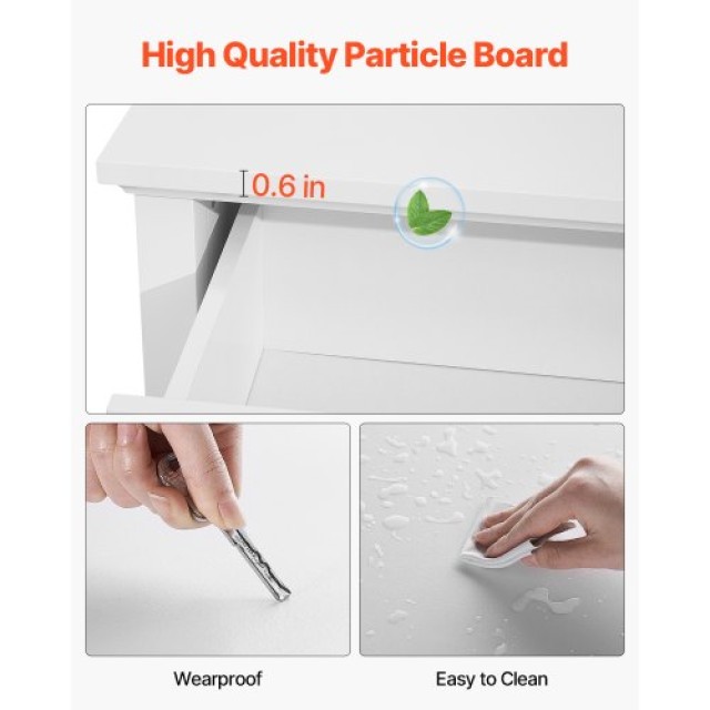 VEVOR Λευκή Ξύλινη Συρταριέρα 6 Συρταριών με Αντικραδασμική Συσκευή...