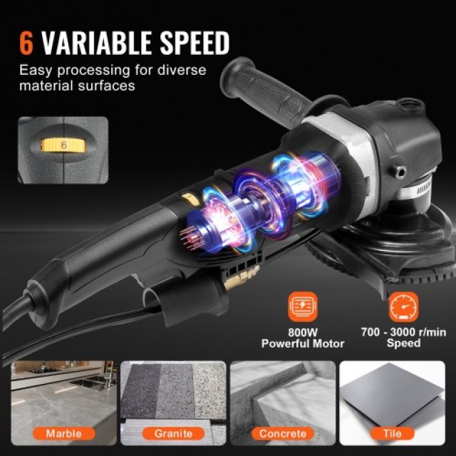 VEVOR Ηλεκτρικός Γυαλιστής Πέτρας 800W 4 με 6 Ταχύτητες & 7 Δίσκους...