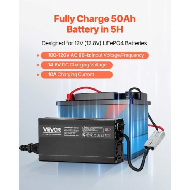 VEVOR Φορτιστής Μπαταρίας Λιθίου 12V 10A LiFePO4 για RV FCCDQ12V10A...