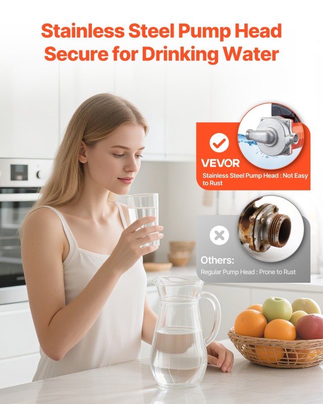 VEVOR Αντλία Κυκλοφορίας Ζεστού Νερού 38 LPM, Ρυθμιζόμενης Τριών Τα...