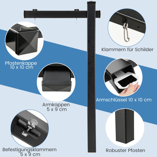 Costway Μαύρη Βάση Αφίσας Ακίνητων από UPVC για Πινακίδες Πωλήσεων ...