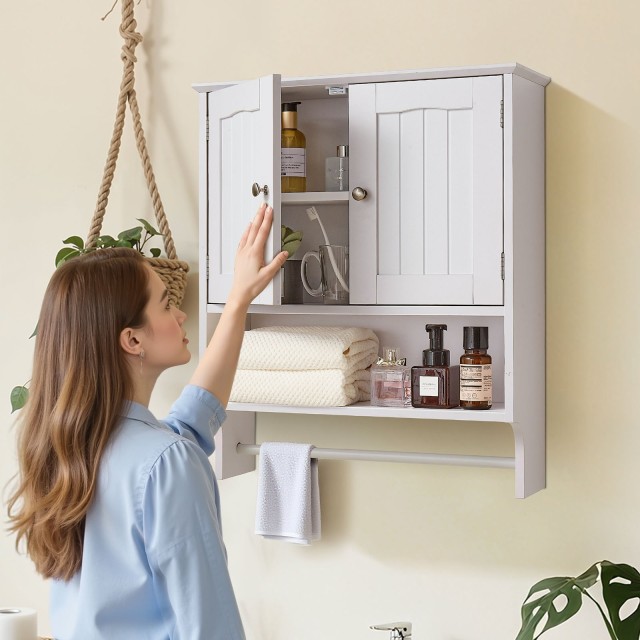 VEVOR Δίφυλλη Ντουλάπα Τοίχου Μπάνιου με Ρυθμιζόμενο Ράφι, 23x8x27 ... VEVOR Δίφυλλη Ντουλάπα Τοίχου Μπάνιου με Ρυθμιζόμενο Ράφι, 23x8x27 ...