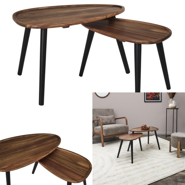 Σετ 2 Ξύλινα Τραπεζάκια Acacia Triangle Nesting 60 x 40 x 39 cm  50...