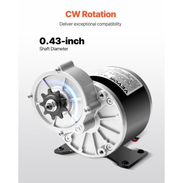 VEVOR Ισχυρός Ηλεκτρικός Κινητήρας 350W DC 24V 3000rpm για Ηλεκτρικό Ποδήλατο, Μοτοσικλέτα Χώματος και DIY Κατασκευές. ZLWSDJTJ350WC2NWCV9