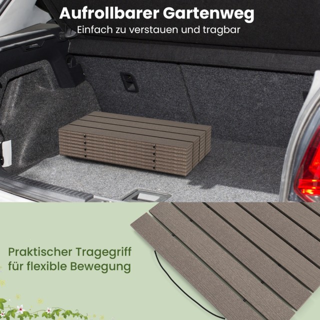Costway  Αναδιπλούμενος Δρόμος Κήπου από HDPE, 242 x 55cm, Γκρι - Ι...