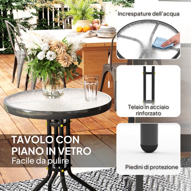 Outsunny  Σετ Κήπου 3 Τεμαχίων με 2 Καρέκλες Κήπου 54x71x93 εκ. και Στρογγυλό Τραπεζάκι Ø60x71 εκ. από Μαύρο Ατσάλι  84G-682V00BK