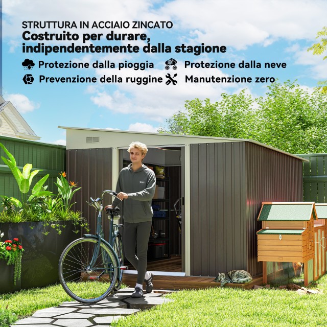 Outsunny Κήπος Σπιτάκι με Συρόμενη Πόρτα, από Ατσάλι, 345x280.5x169...