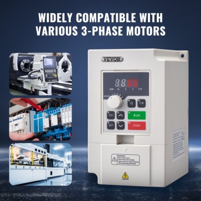 VEVOR Μετατροπέας Συχνότητας 3HP 2.2KW 5A Τριφασικός AC 380V Είσοδος σε Τριφασική Έξοδο 0-380V 0-2000Hz BPQDQ22KW3809VUHOV8