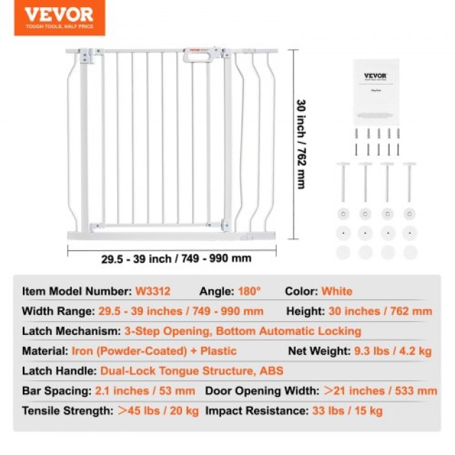 Παιδική Πύλη VEVOR, 75-99cm, Λευκή  LGXCWZLBS305UJDRFV0