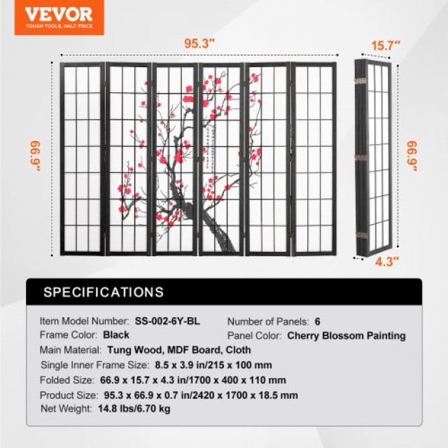VEVOR  Ιαπωνικό Διαχωριστικό Δωματίου 6 Πάνελ RSPF6MBLXTA0U7GKTV0