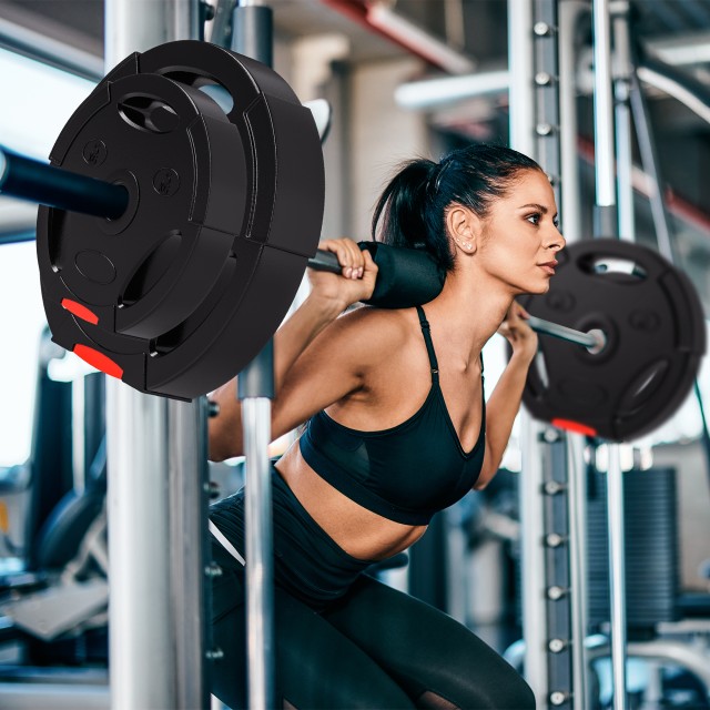 SPORTNOW  Σετ Βαρών με 2 Δίσκους των 10 κιλών και 2 Δίσκους των 5 κιλών από Πολυπροπυλένιο και Άμμο, Ø34x6 εκ. και Ø27x4.5 εκ., Μαύρο  A91-364V02BK