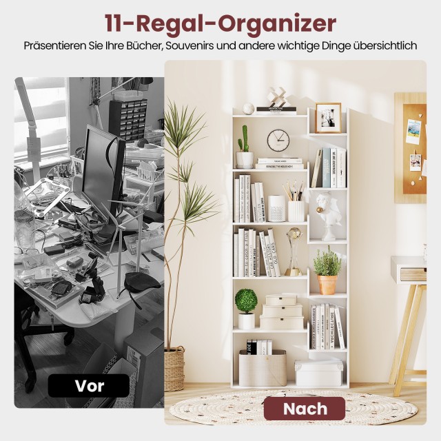 Costway  6-επιπέδο Βιβλιοθήκη Ξύλινη με 2 Αντικραδασμικές Ασφάλειες...