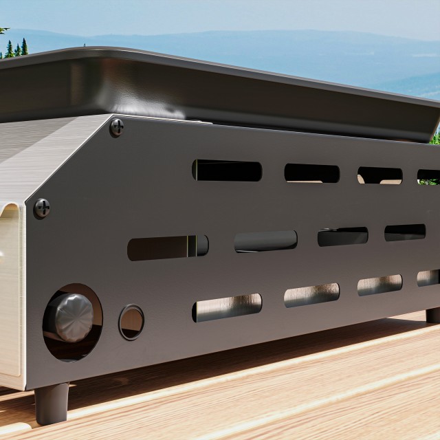 Outsunny Πλάκα Μπάρμπεκιου Αερίου με 4 Καυστήρες 2.4kw και Αντικολλητική Επιφάνεια, 77x44.5x19cm, Ασημί 846-133V52SR