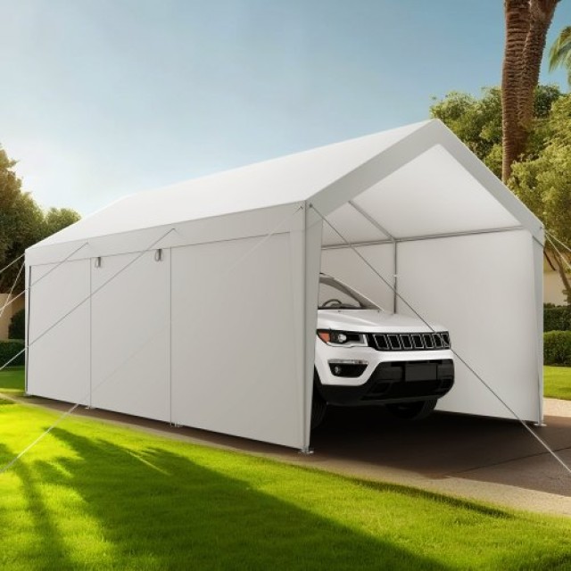 VEVOR Στέγαστρο Αυτοκινήτου 12x20FT με Πλευρικά Τοιχώματα Γκρι FBSJ...