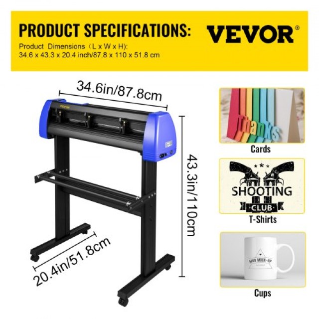 VEVOR Κοπτικό Βινυλίου 720mm με Βάση Δαπέδου για Κατασκευή Πινακίδων  KZJ720JKDHLS00001V2