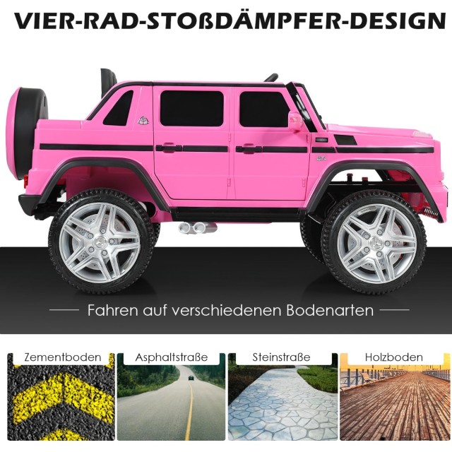 Costway  12V Αδειοδοτημένο Mercedes-Benz Maybach Μπαταριοκίνητο Jeep με Ανάρτηση Ροζ 110 x 70 x 55 εκ. TQ10259DE-PI
