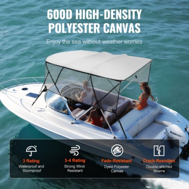 VEVOR 4 Bow Bimini Top Σκίαστρο Σκάφους, Αποσπώμενα Πλέγματα, 600D ...