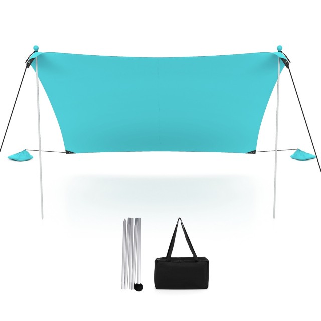 Costway παραλιακή σκηνή 230 x 200 cm UPF 50+ σκηνή ηλίου με άγκυρες άμμου, σακούλες άμμου και 2 υποστηρικτικές ράβδους Τυρκουάζ NP11638GN