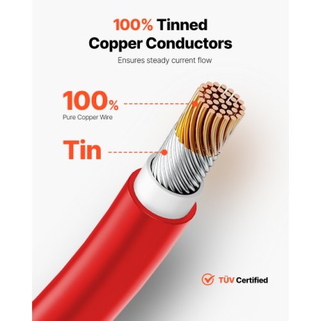VEVOR Καλώδιο Προέκτασης Ηλιακού Πάνελ 100FT 10AWG Αδιάβροχο Κόκκινο TYNDCBYZXDX1RIW1QY3